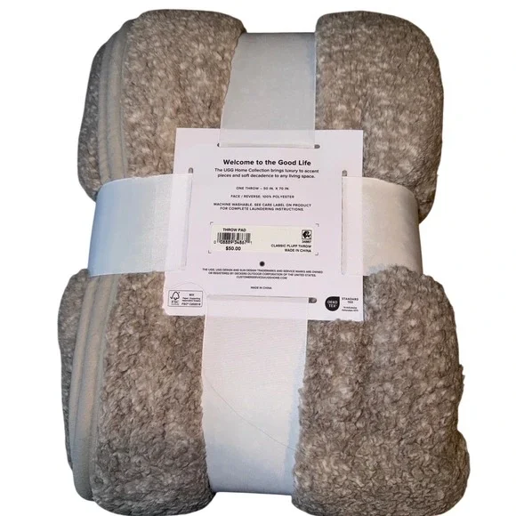 UGG Classic Fluff Throw Blanket Seal Heather White 50x70 New 34867-SLH-WHT - Picture 2 of 3